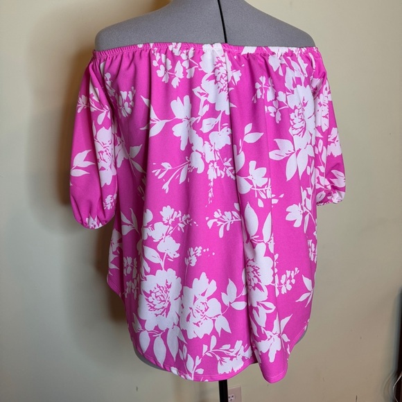 I'MARE Boutique Pink Floral Off The Shoulder Top - Picture 4 of 5